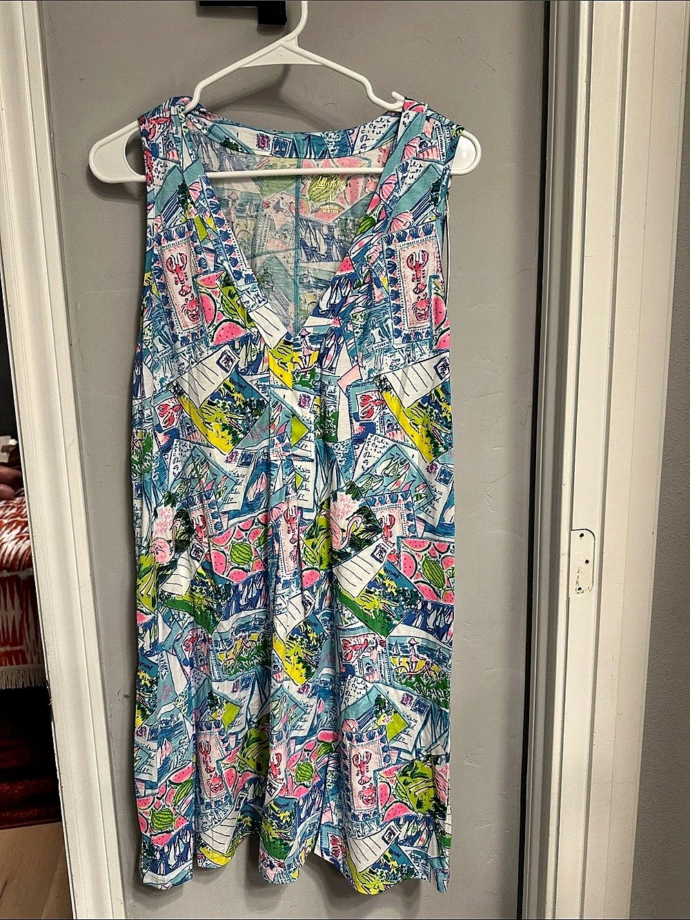 Lilly Pulitzer Amelia Dress Printed Midi Dress Blue & Pink Size Large NWT